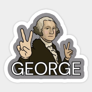 GEORGE Washington Portrait Holding Peace Signs Sticker